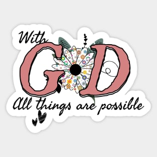 With God all things are possible, Christian Motivational design Sticker